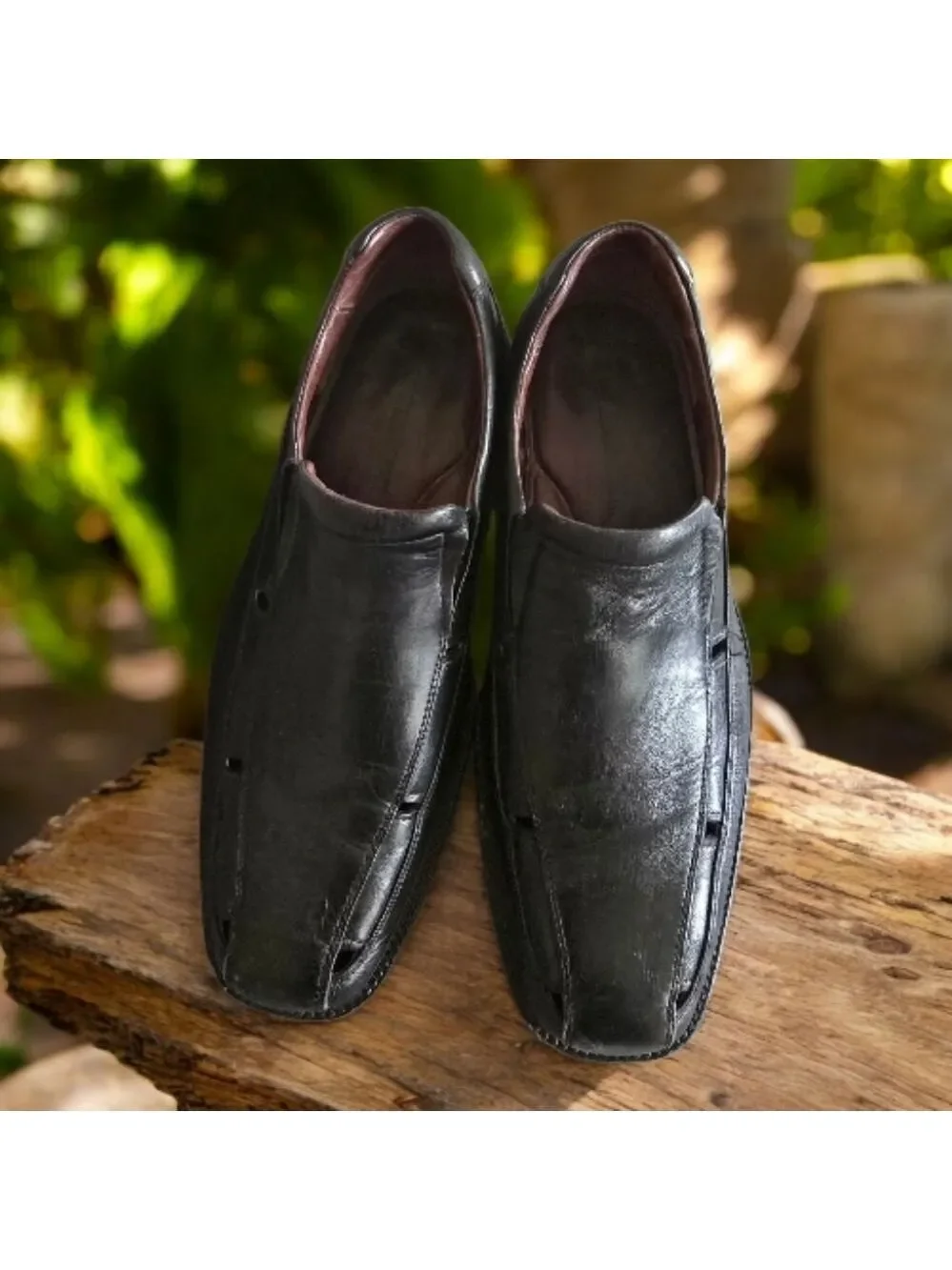 Johnston & Murphy Shoes Men's Size 8.5 8-1/2  Black Leather Loafers Slip On